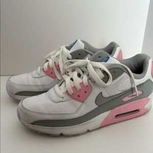 Nike Air Max 90 White and Pink Sneakers kids size 6.5 fits women 8.5